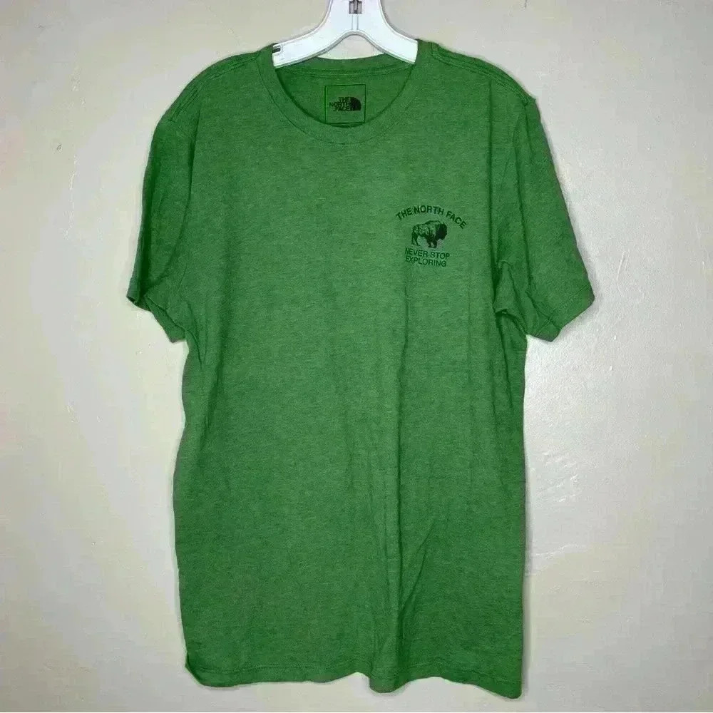 The North Face T-Shirt Mens Logo Short Sleeve Green Tee Cotton Crew Neck ~Size S